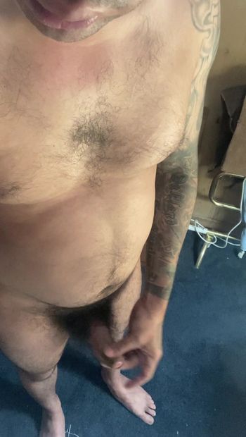 Stroking my Persian and black uncut cock
