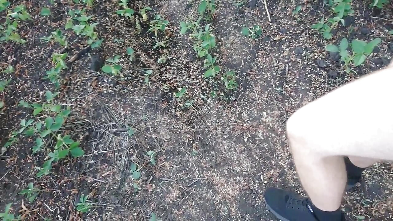 Naked Guy Pisses Then Jerks Off and Cums in Nature