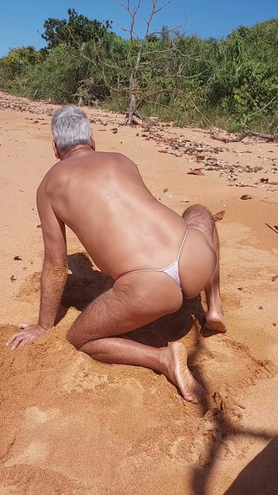 Ladysilva crossdress what a hot slut in panties on the beach | Clip 2