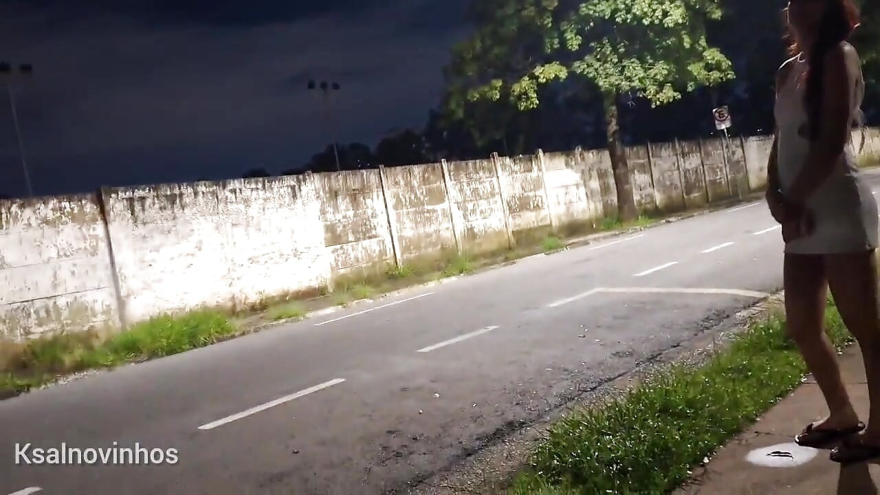 Risky Masturbating At The Bus Stop Next To The Beautiful Stranger!