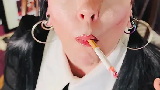 Wednesday Addams Smokes A Cigarette For Her Ghouls! Tina Snua Smoking A Cork Cig - OMI Snap Inhales OME Drifting