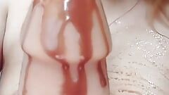 Blowjob from a beautiful girl and chocolate bath
