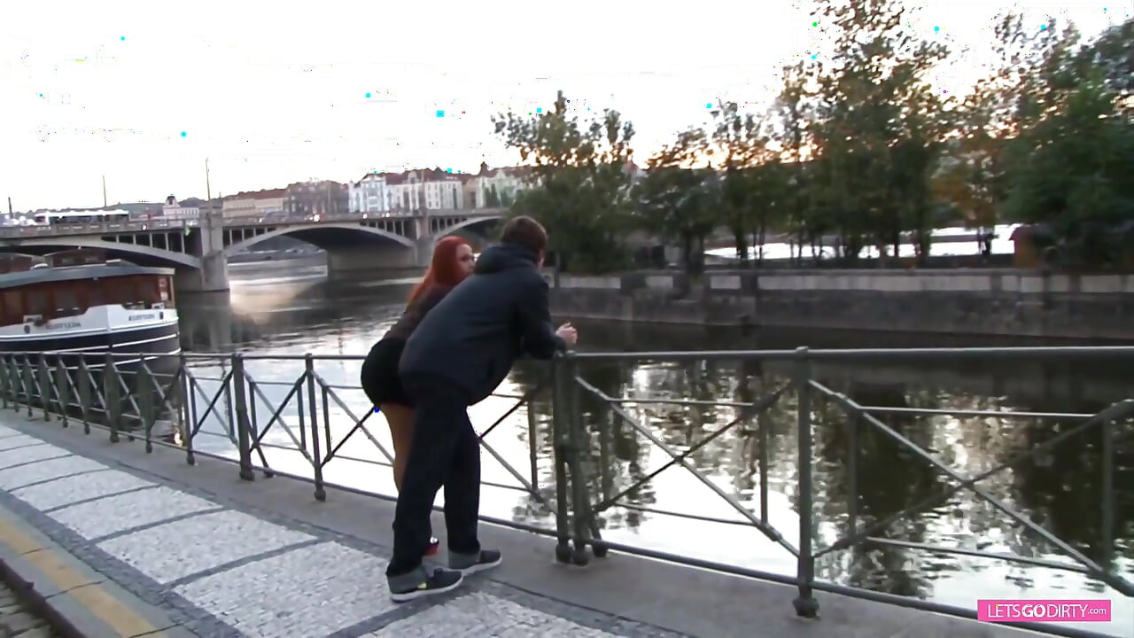 Redhead slut in her dirty fuck-play with her boy and strapon in his ass