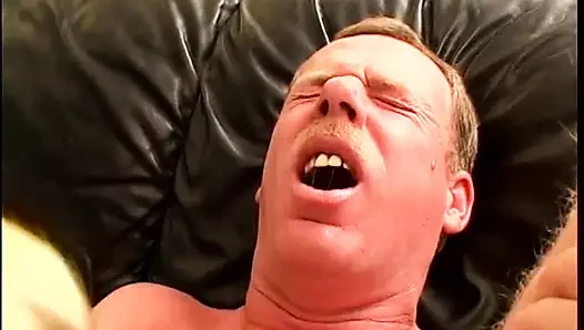 Angry blonde Chantz Fortune with big boobs turns dude's ass into aflame polishing it with huge strap-on