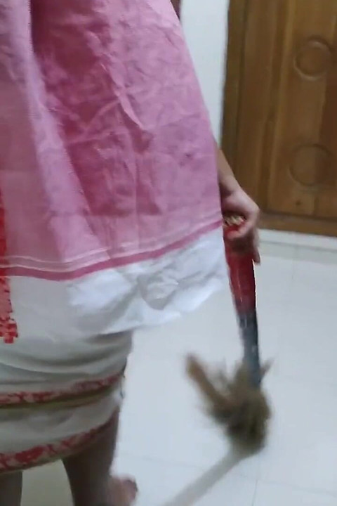 45 Year Old Beautiful Maid Fucked by Stepson While Sweeping the House - Maid Enjoys Fucking