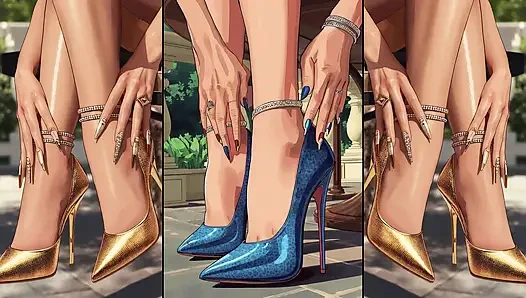 High-Heels bekommen sperma von allen seiten und werden von heißen anime-mädchen kapitel 2 geleckt