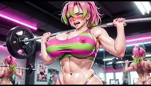 AI Mitsuri Kanroji Gym Sensual Wet Body Tease Compilation