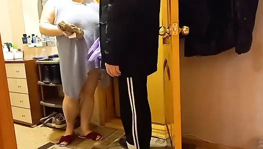 Jerking off with a sex toy to a courier