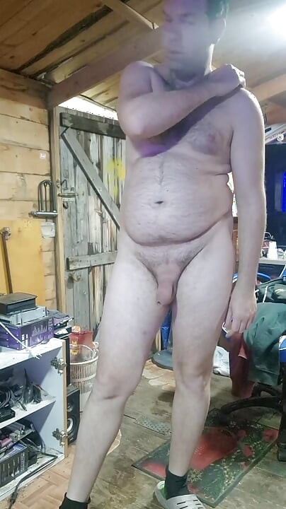 I'm all naked in my little wooden house