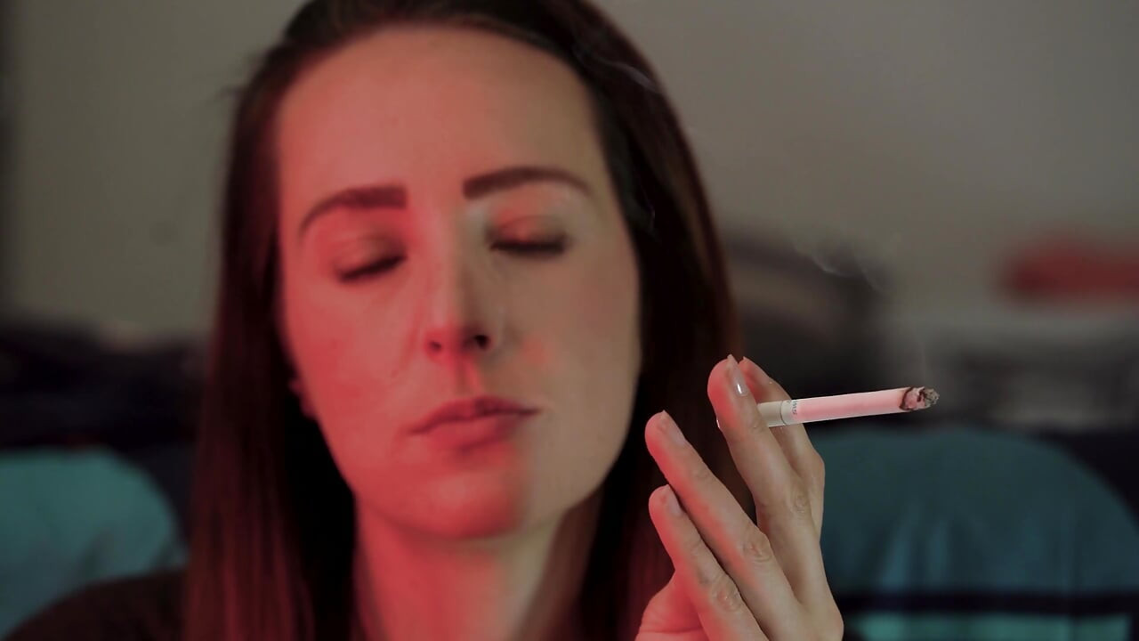 Petite Brunette Close up Smoking Tease