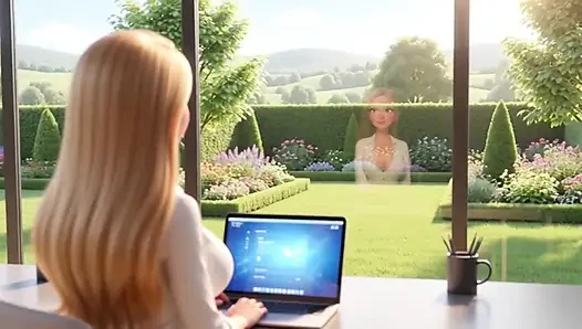 Elegant Blonde Boss Enjoys Pool with Young Gardener While Husband Away (ai Generated)
