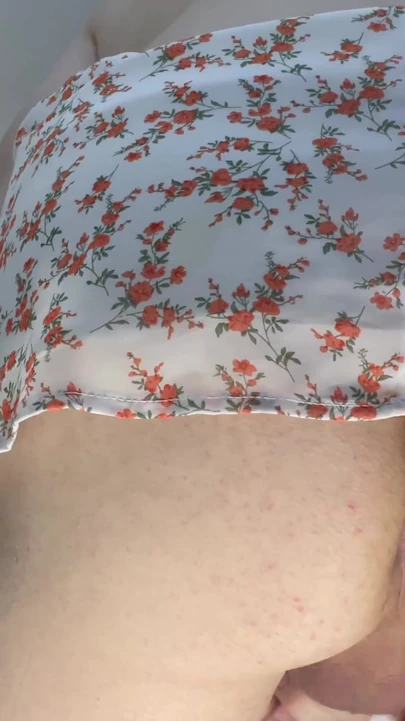 Thrilling moment from "Straight guy wearing wifes short skirt with a hard cock on show and no panties"