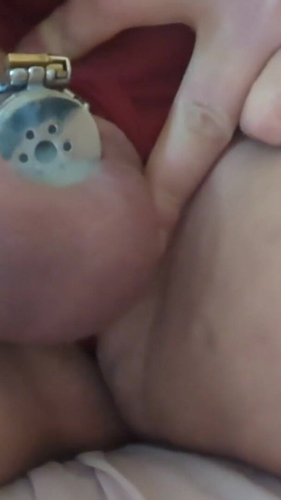 Thrilling moment from "Sissy cum in inverted chastity cage after being denied for 60 days"