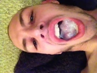 Huge load of mine, right into my own mouth.