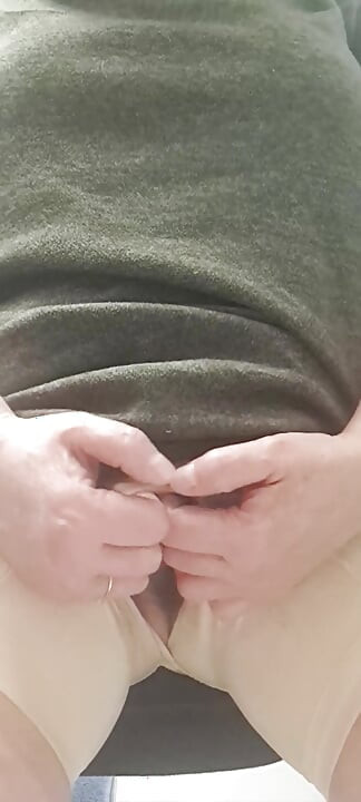 Stepmom Pulling Her Fat Pussy Out of the Hole in Her Big Panties