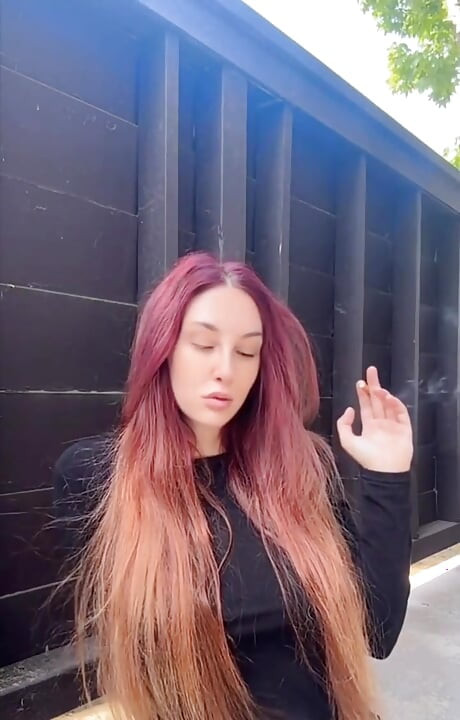 Smoking Outdoor Along Hair Fetish and Boobs Flash