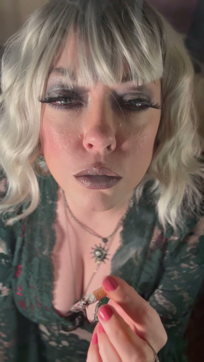 Silver Haired Cougar Tina Snua Smokes A Cigarette For You With Lots Of Drifting, OMI And Snap Inhales | Clip 1