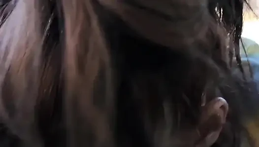 Slutty teen ex girlfriend deepthroats thick cock in the car!
