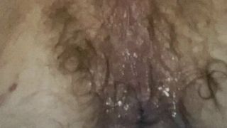 Cum dripping out of my ass after breeding session.