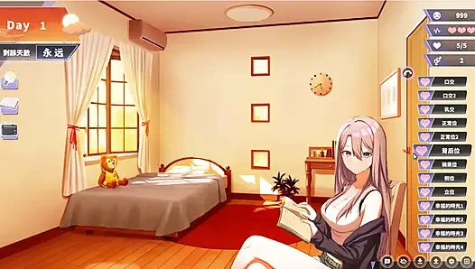 Hentai game - kurviges mädchen mit großen möpsen, intensive sexszene