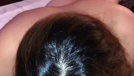 Hot MILF sucking cock like a whore all the way down in her throat