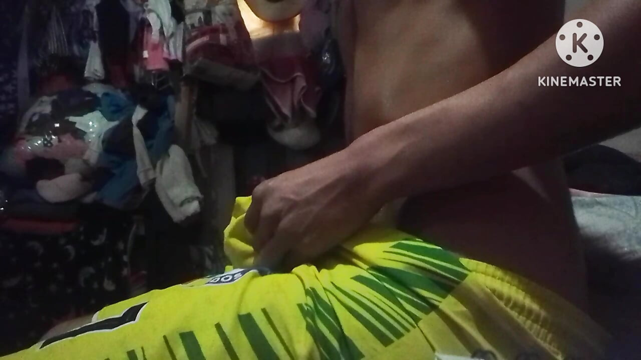 Rubbing it with the shorts