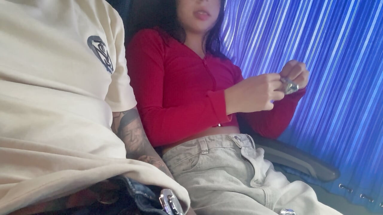 Teen Road to jerkoff and fingering pussy with in service bus