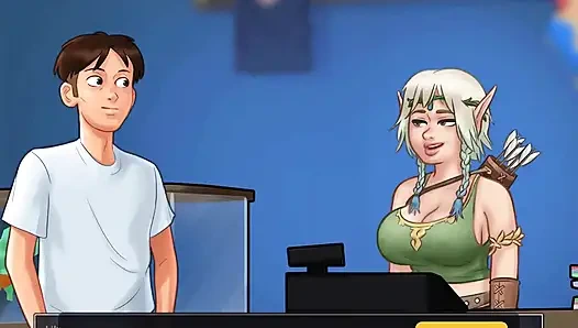 Summertime saga: stiefschwester wichst den schwanz ihres stiefbruers vor der cam-show, episode 98