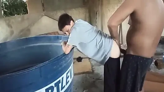 Fucking the Little Shoe's Ass on the Terrace, 100% Anal.