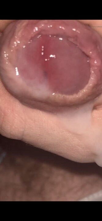 wet foreskin play close up with cumshot inside foreskin.