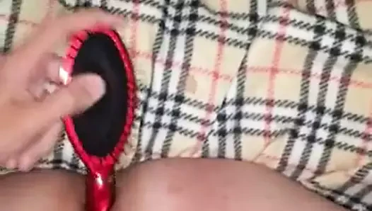 Masturbating with a hairbrush - 2