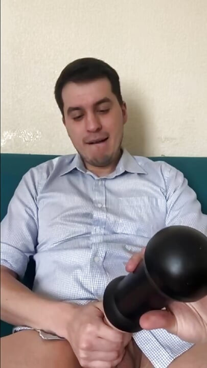 Horny Guy Gets Home From Work, Grabs His Fleshlight and Shoots His Load