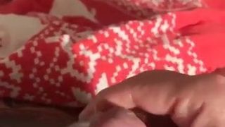 Wanking on the bed and cum