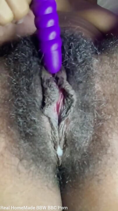 Close up Stimulating My Big Clit Hairy Pussy Creaming