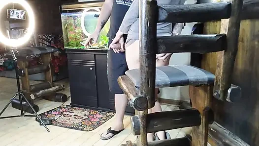 2 friends jerking off and jizzing in wife's pussy