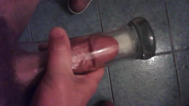 cum in big beer glass.