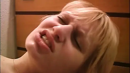 Young Busty Blonde with Hairy Pussy Ass Fucked and Cummed on Ass by Huge Amateur Cock