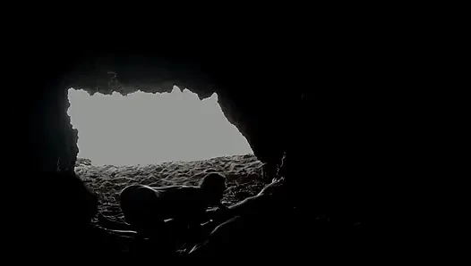 Couple recorded at the beach, inside the cave