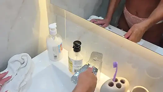 She was getting ready for bed, but I had to fill her with cum
