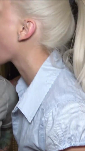 Key moment from "Lara Cumkitten and Cat Cox Huge Cock Fuck at Public Stairs"