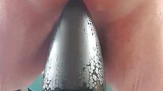 Opening the anus with the 89mm bullet profile.