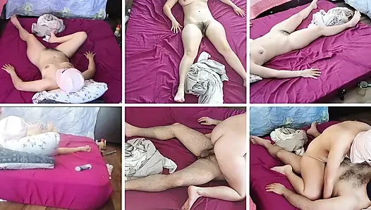 Amateur couple crazy sex in the bedroom. Lick wife's pussy