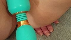 Anal and pussy poke with 2 sex toys with deep throat fuck