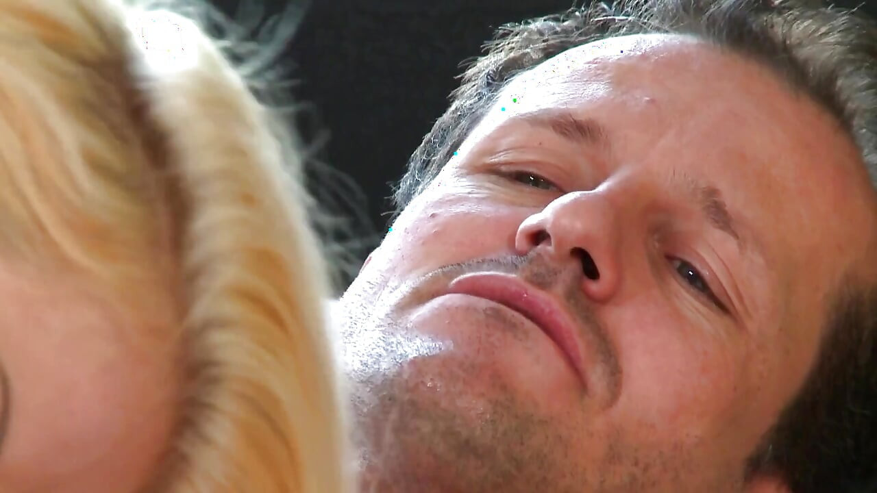 Glamorous blonde MILF blowing dicks and getting double penetrated