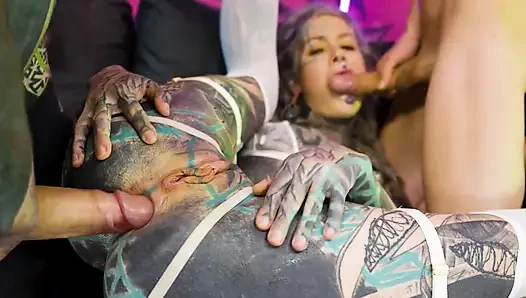 Extreme Dap & Massive Squirt Threesome with Deepthroat