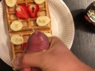 CUM WITH MAPLE SYRUP ON TO MY WAFFLE