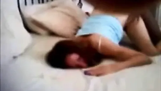 Filming his wife with black stud