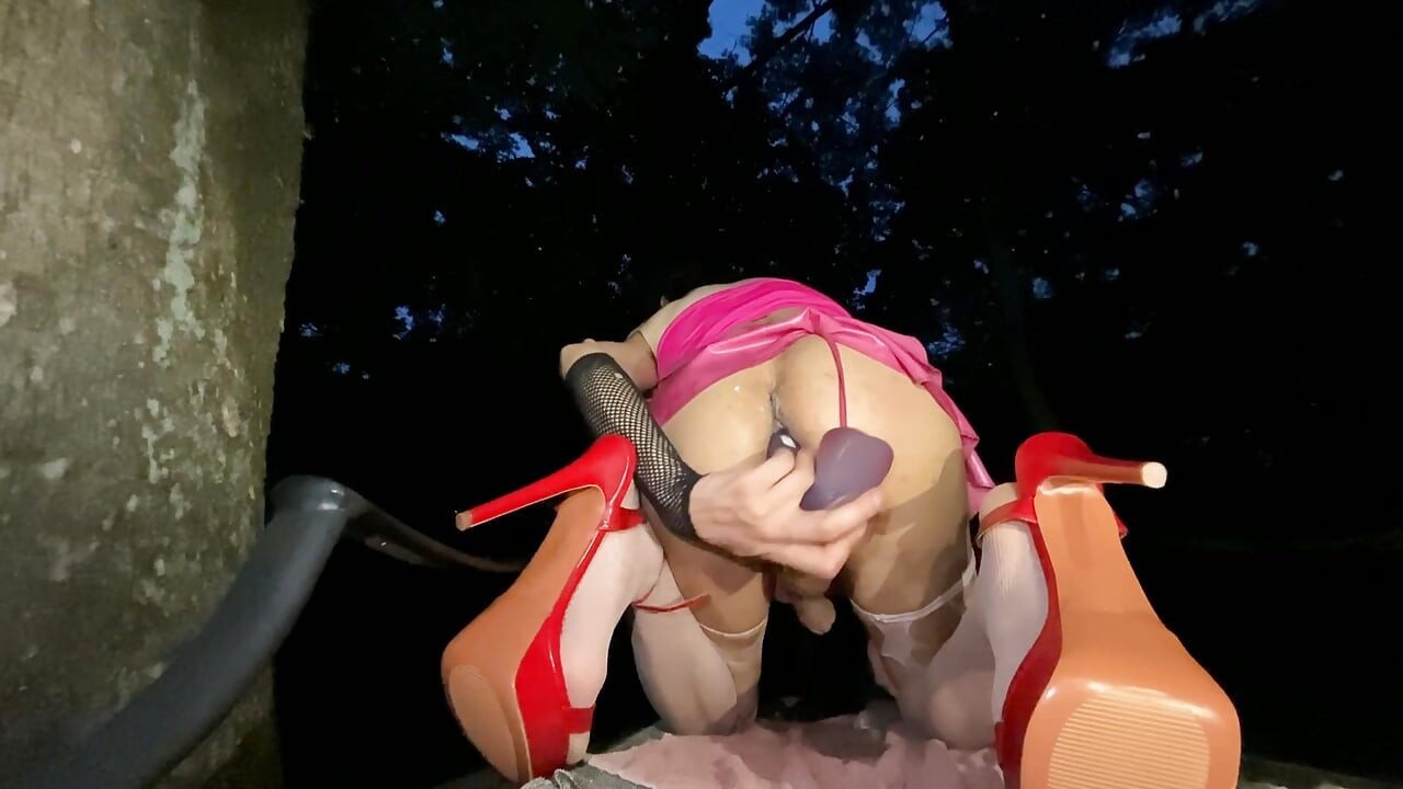 Outdoor sissy bimbo slut rough buttfuck part 3