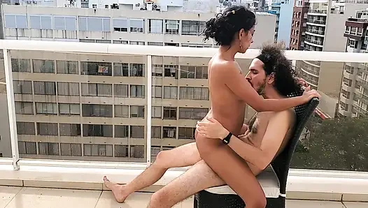 Wild Hope has sex with her future husband's best friend hours before the wedding, public sex on the rooftop