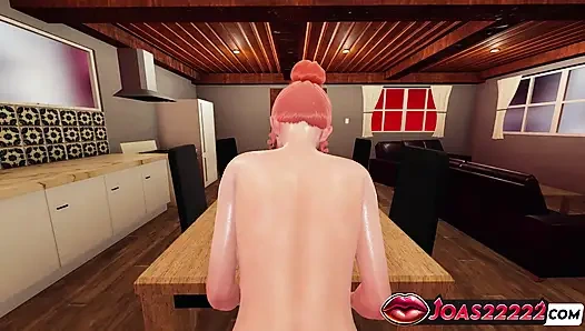 Сексуальное тело Nami, 3D хентай - большая задница раком, скачка на стуле и на столе в видео от первого лица, миссионерский кримпай